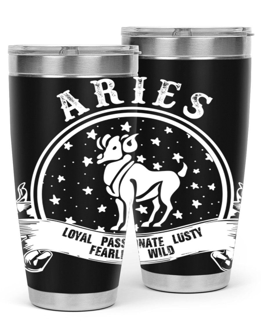 Aries 2# Zodiac Tumbler, 20oz double wall vacuum stainless steel with a stylish design, perfect for hot and cold beverages.