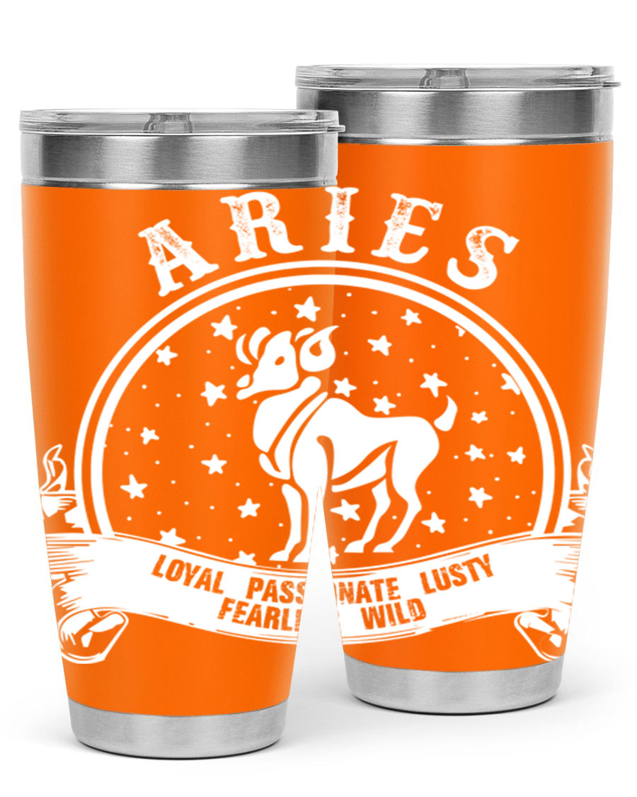 Aries 2# Zodiac Tumbler, 20oz double wall vacuum stainless steel with a stylish design, perfect for hot and cold beverages.