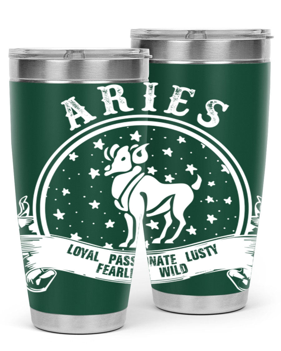 Aries 2# Zodiac Tumbler, 20oz double wall vacuum stainless steel with a stylish design, perfect for hot and cold beverages.