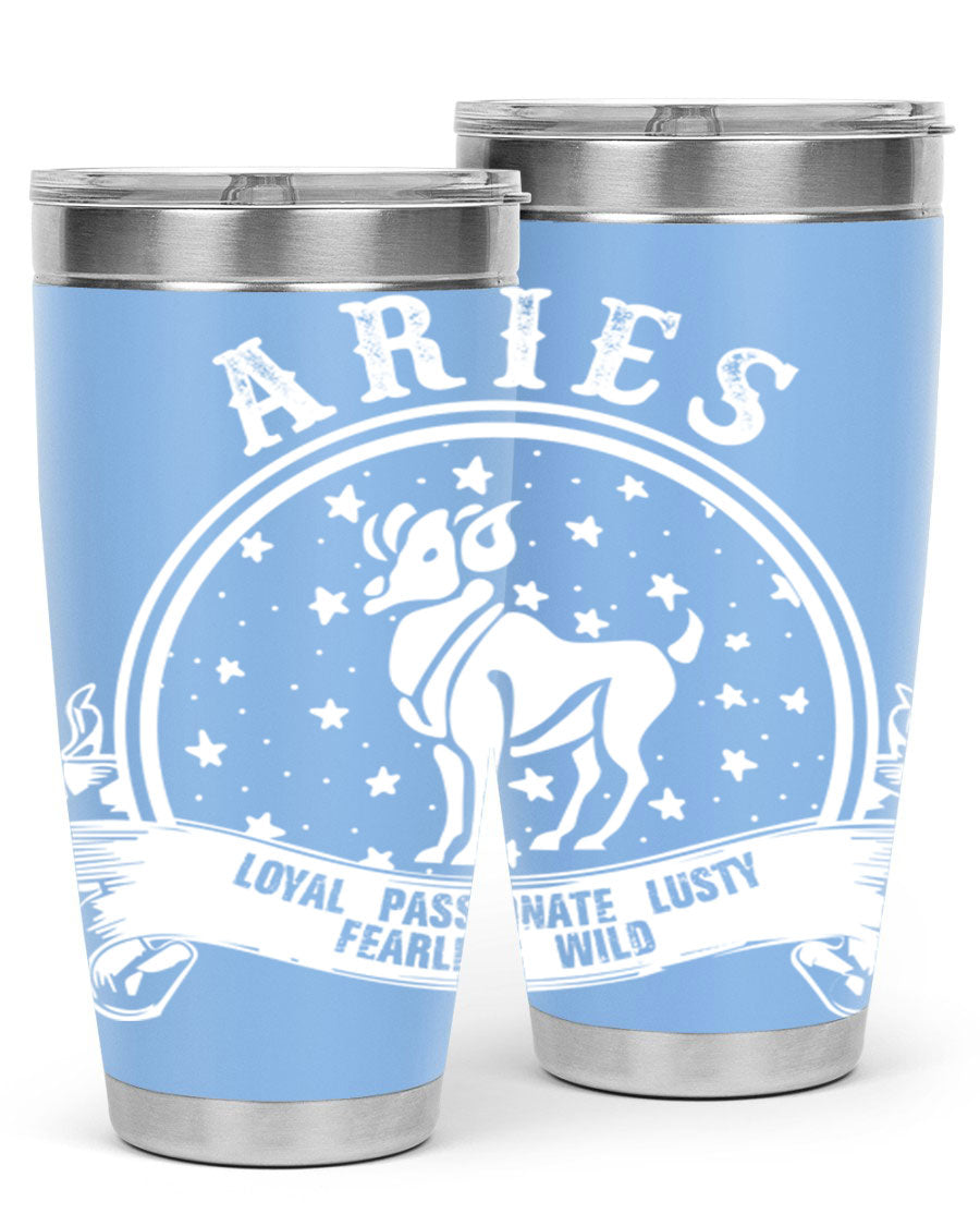 Aries 2# Zodiac Tumbler, 20oz double wall vacuum stainless steel with a stylish design, perfect for hot and cold beverages.