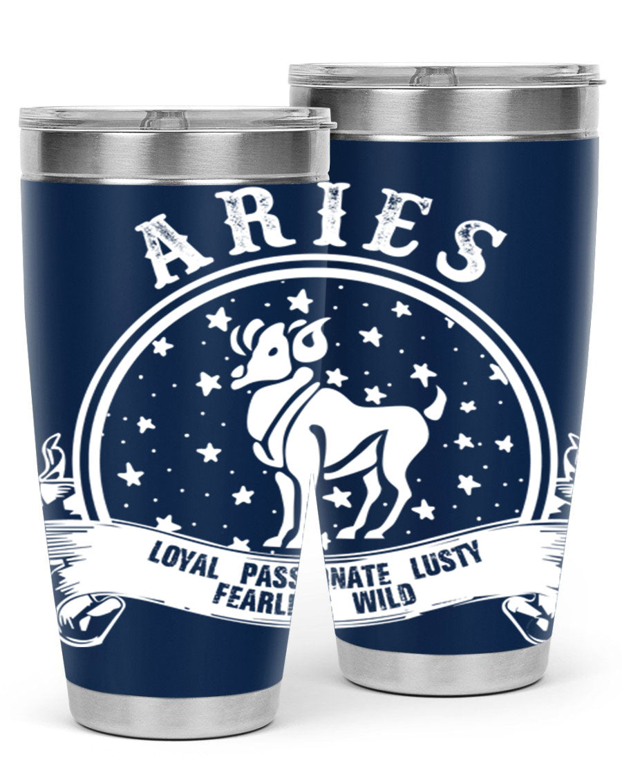 Aries 2# Zodiac Tumbler, 20oz double wall vacuum stainless steel with a stylish design, perfect for hot and cold beverages.