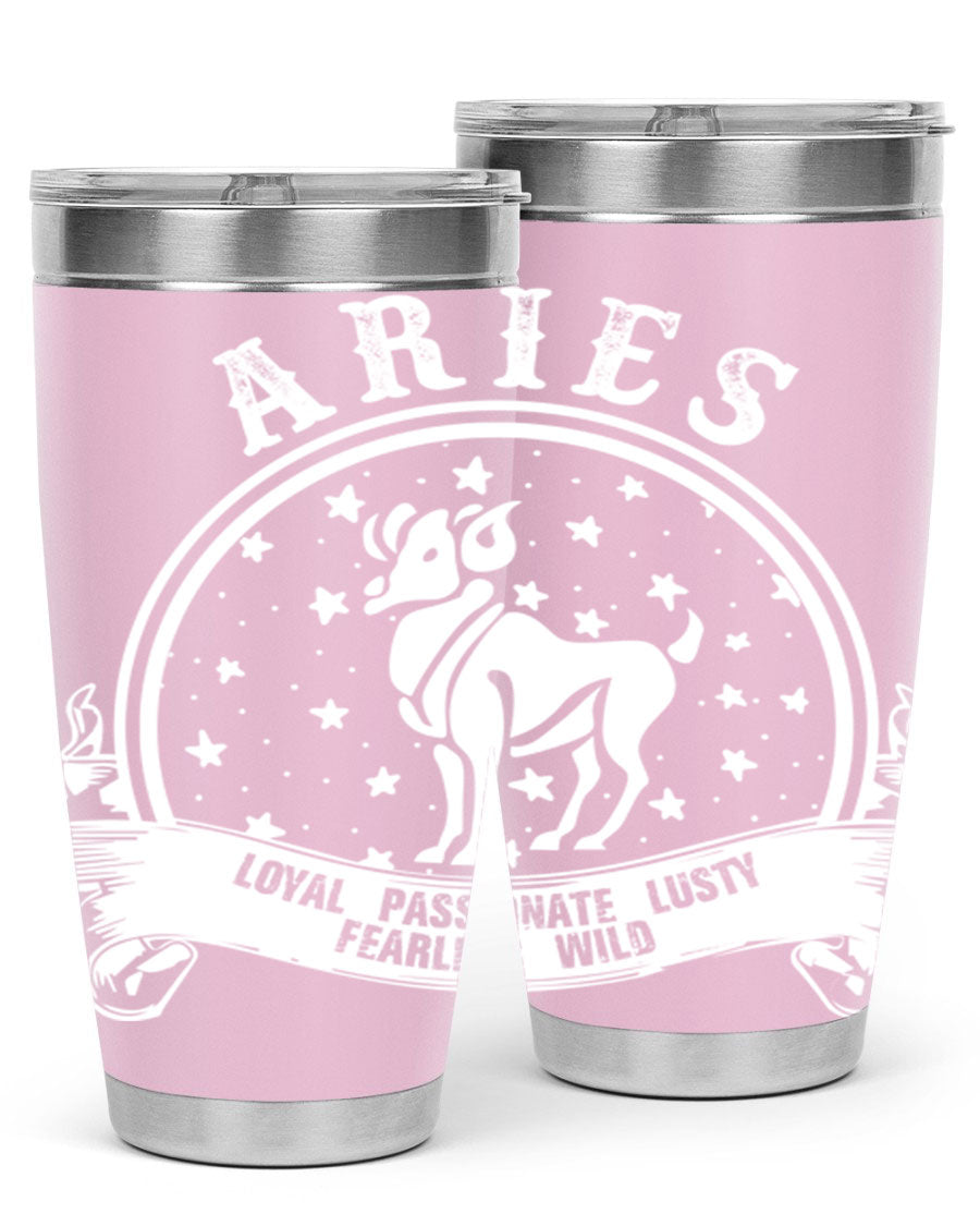 Aries 2# Zodiac Tumbler, 20oz double wall vacuum stainless steel with a stylish design, perfect for hot and cold beverages.