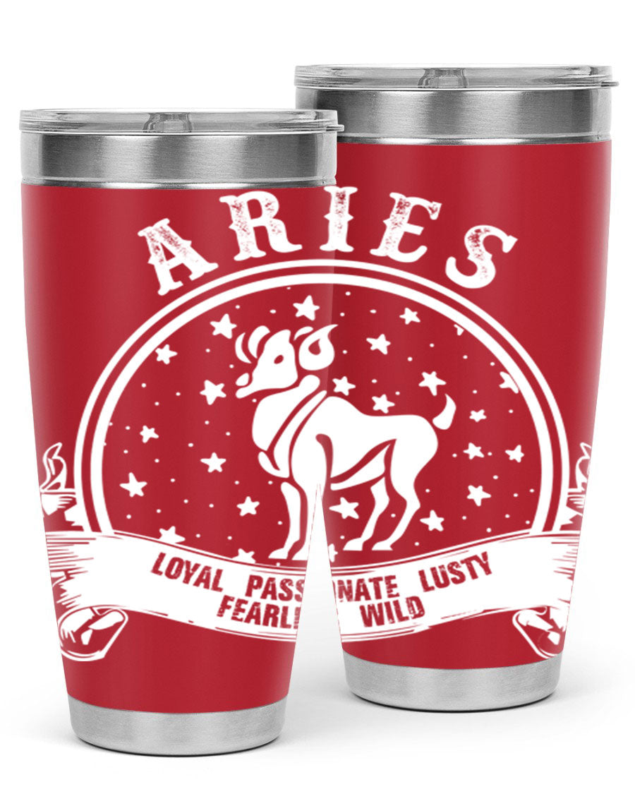 Aries 2# Zodiac Tumbler, 20oz double wall vacuum stainless steel with a stylish design, perfect for hot and cold beverages.