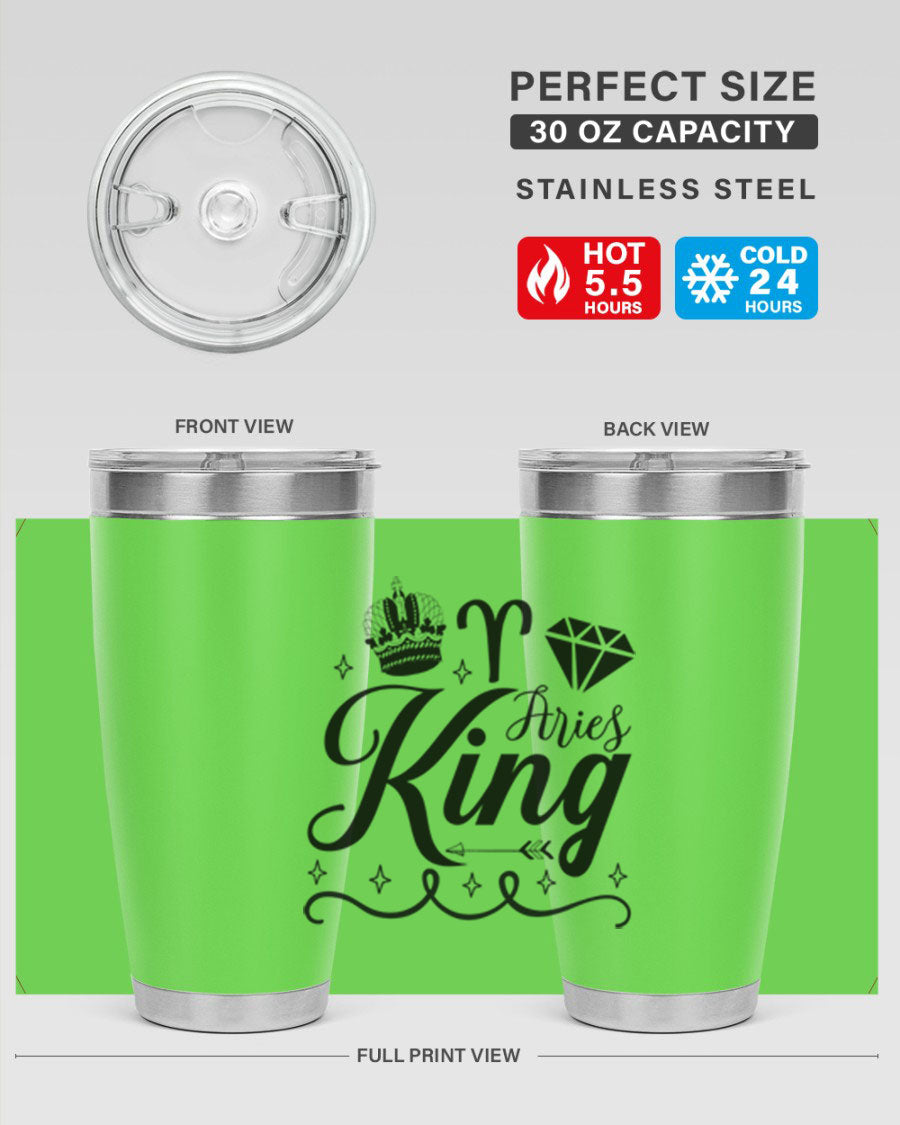 Aries King 111# Tumbler, a stylish 20oz stainless steel drinkware with a copper lining, perfect for hot and cold beverages.