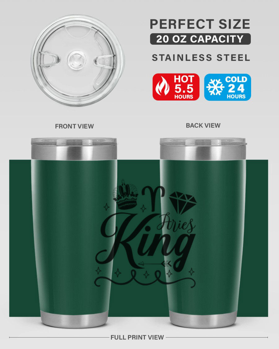 Aries King 111# Tumbler, a stylish 20oz stainless steel drinkware with a copper lining, perfect for hot and cold beverages.