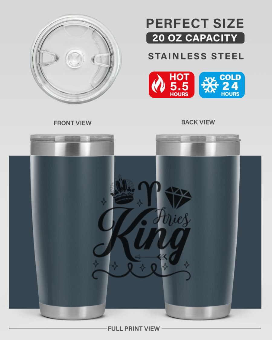 Aries King 111# Tumbler, a stylish 20oz stainless steel drinkware with a copper lining, perfect for hot and cold beverages.