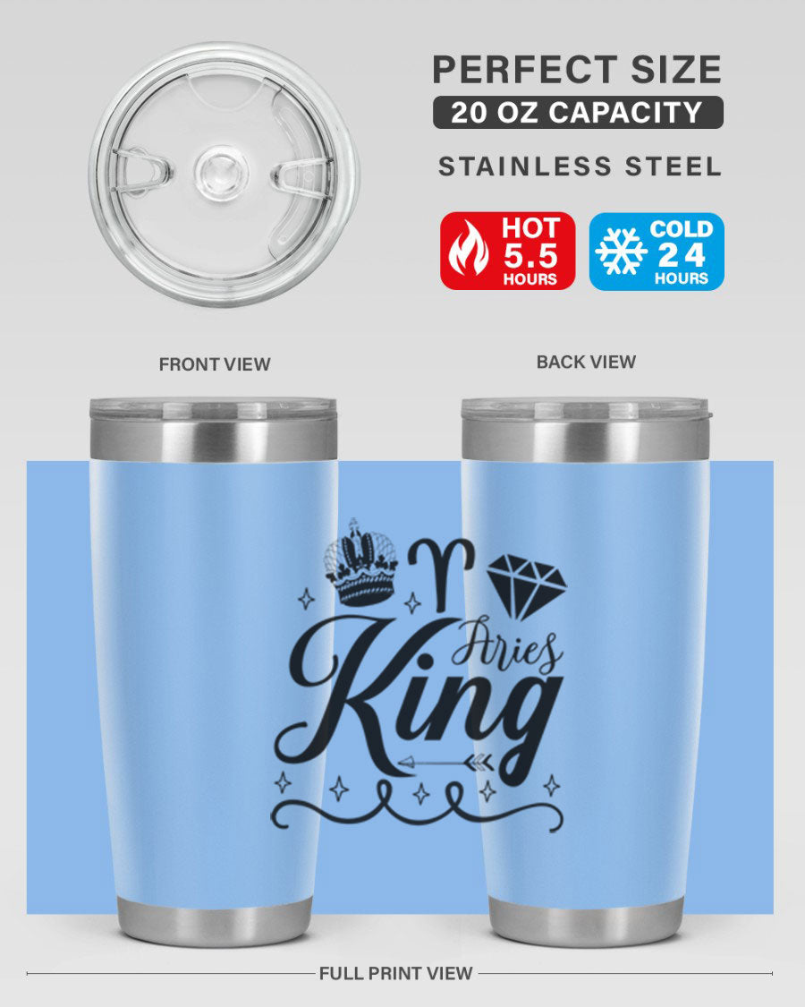 Aries King 111# Tumbler, a stylish 20oz stainless steel drinkware with a copper lining, perfect for hot and cold beverages.