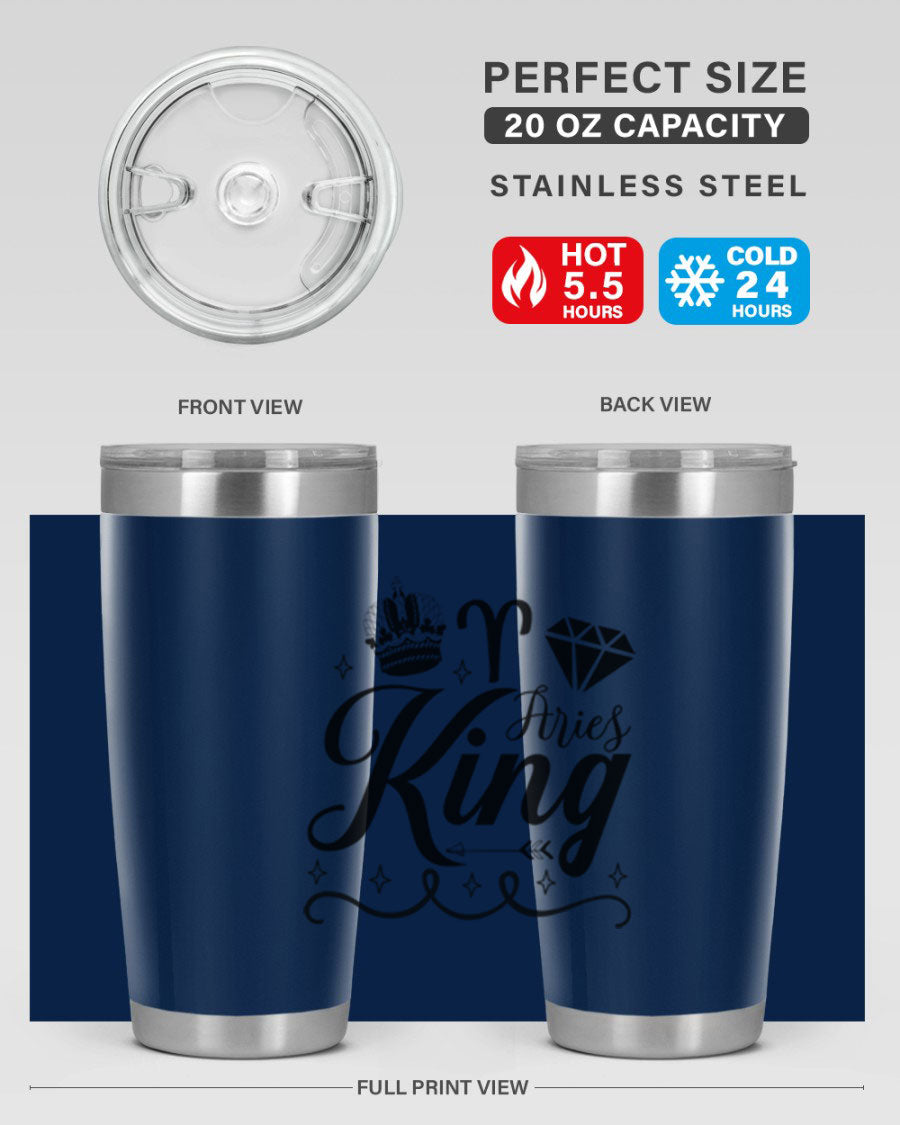 Aries King 111# Tumbler, a stylish 20oz stainless steel drinkware with a copper lining, perfect for hot and cold beverages.