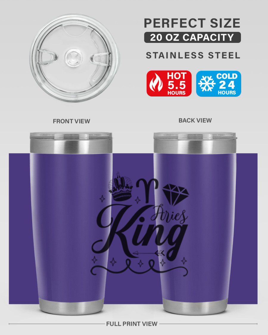 Aries King 111# Tumbler, a stylish 20oz stainless steel drinkware with a copper lining, perfect for hot and cold beverages.