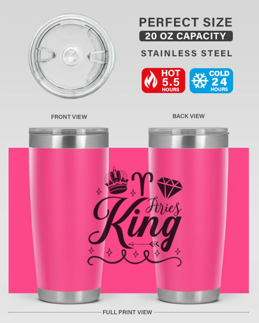 Aries King 111# Tumbler, a stylish 20oz stainless steel drinkware with a copper lining, perfect for hot and cold beverages.