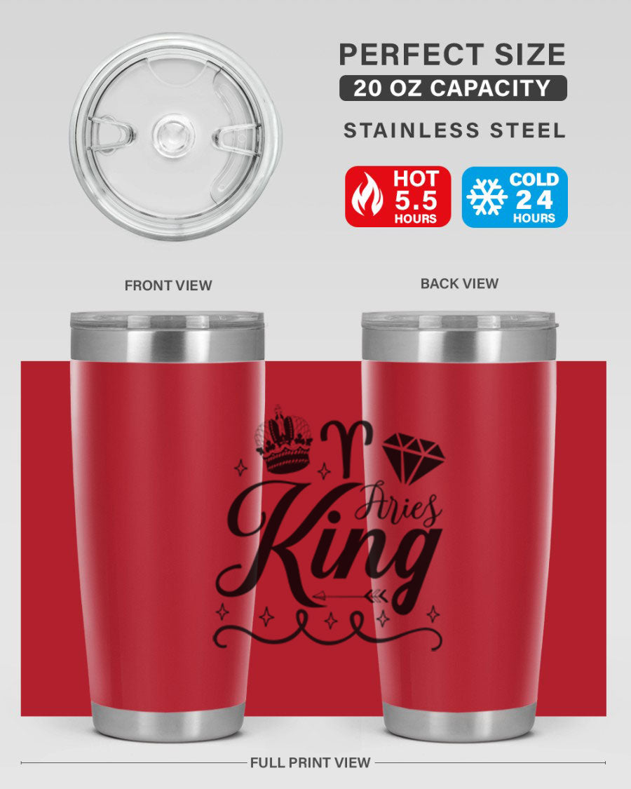 Aries King 111# Tumbler, a stylish 20oz stainless steel drinkware with a copper lining, perfect for hot and cold beverages.