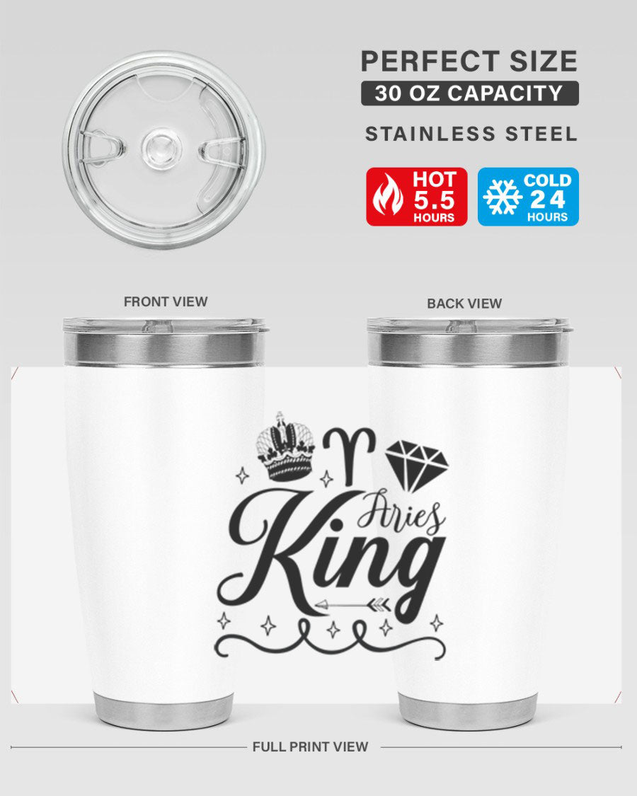 Aries King 111# Tumbler, a stylish 20oz stainless steel drinkware with a copper lining, perfect for hot and cold beverages.