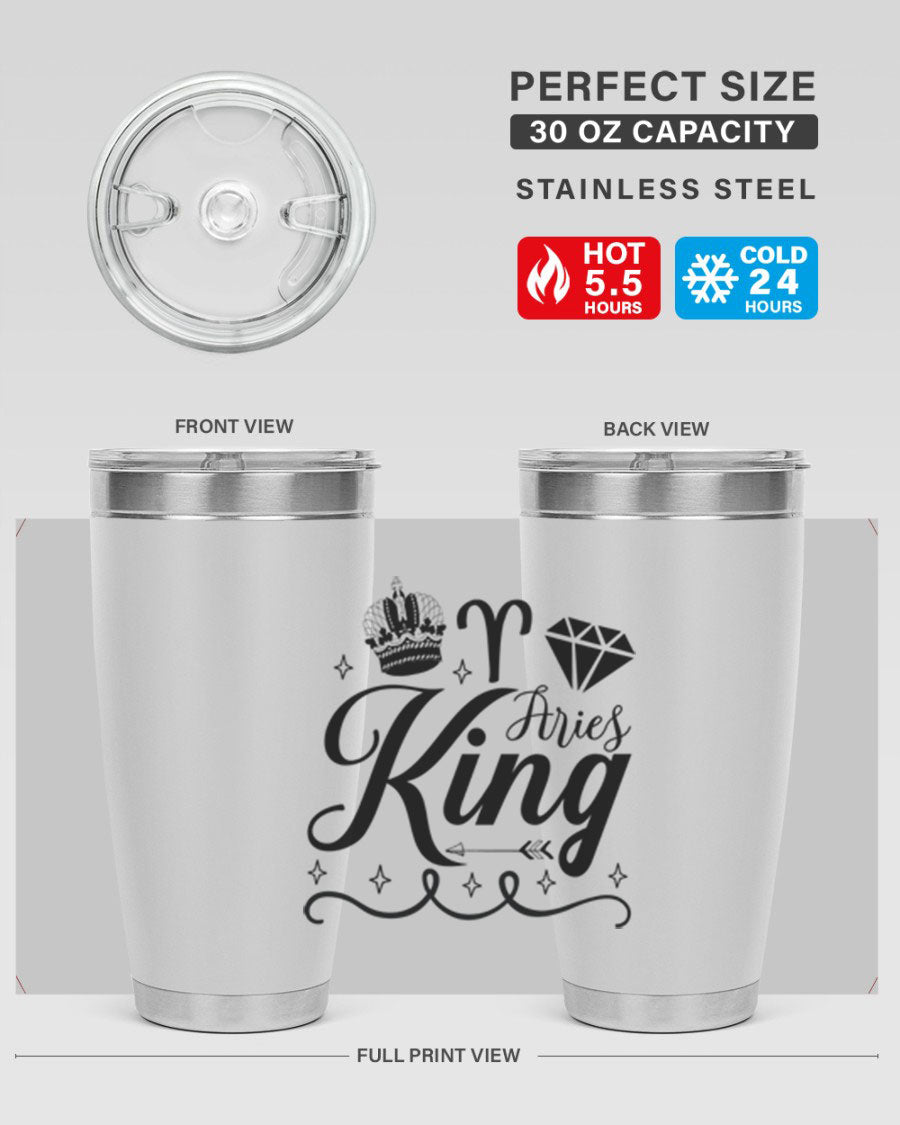 Aries King 111# Tumbler, a stylish 20oz stainless steel drinkware with a copper lining, perfect for hot and cold beverages.