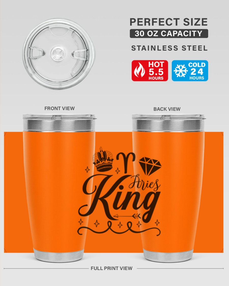 Aries King 111# Tumbler, a stylish 20oz stainless steel drinkware with a copper lining, perfect for hot and cold beverages.