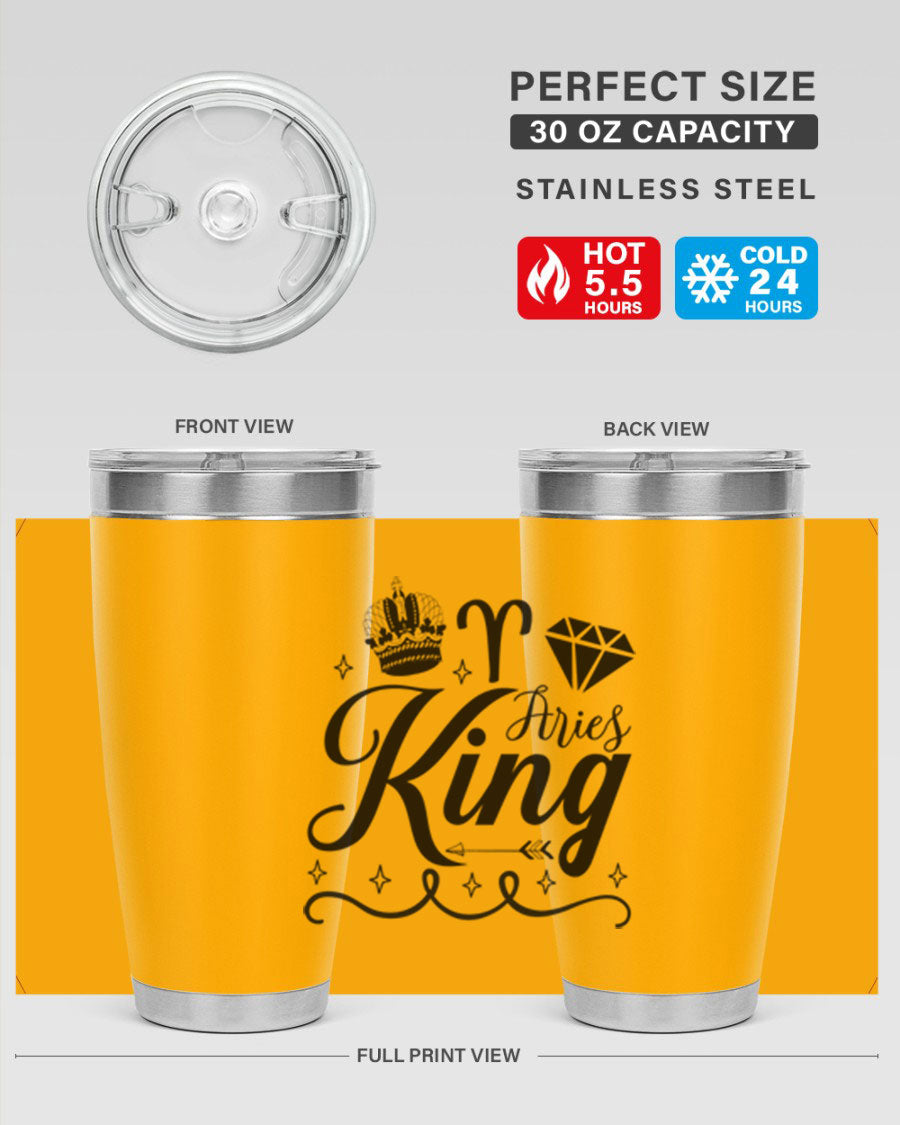 Aries King 111# Tumbler, a stylish 20oz stainless steel drinkware with a copper lining, perfect for hot and cold beverages.