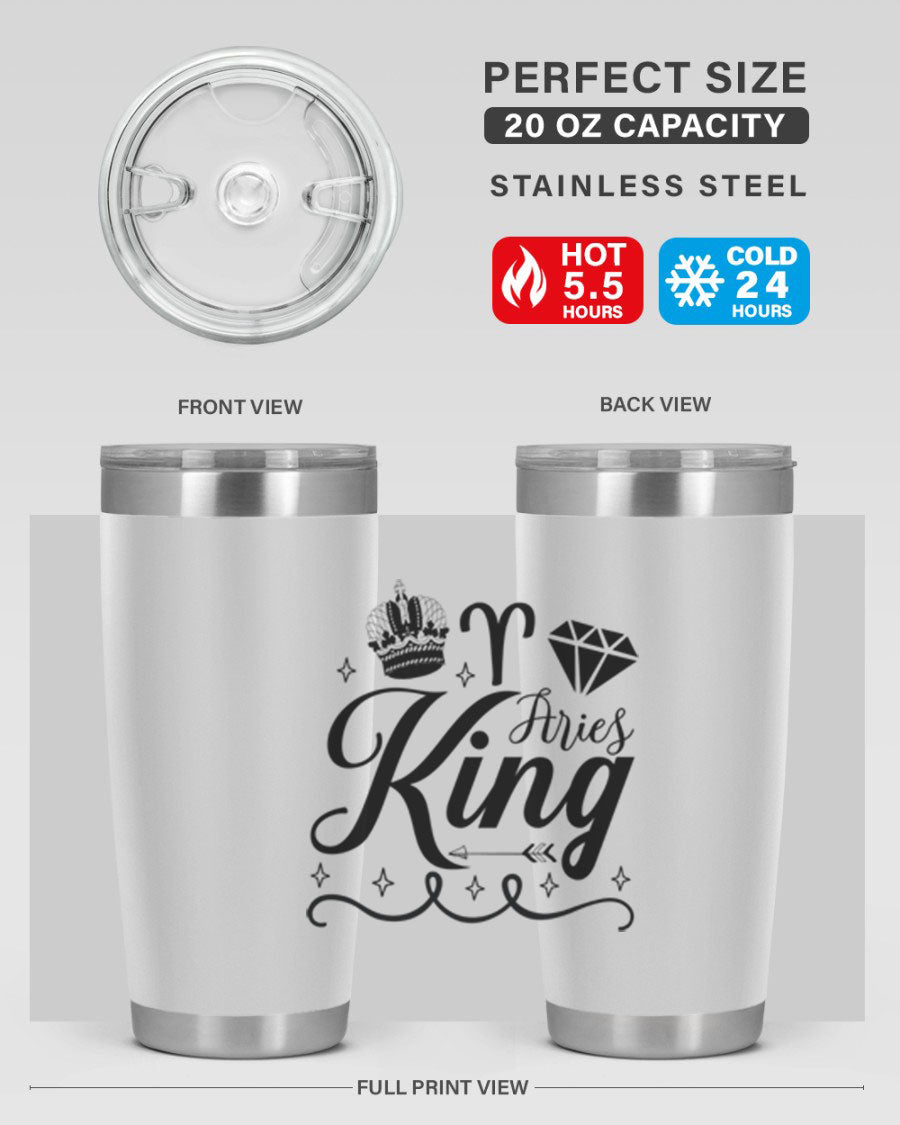 Aries King 111# Tumbler, a stylish 20oz stainless steel drinkware with a copper lining, perfect for hot and cold beverages.