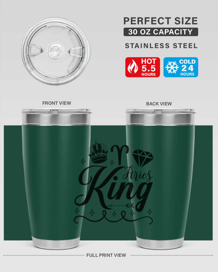 Aries King 111# Tumbler, a stylish 20oz stainless steel drinkware with a copper lining, perfect for hot and cold beverages.