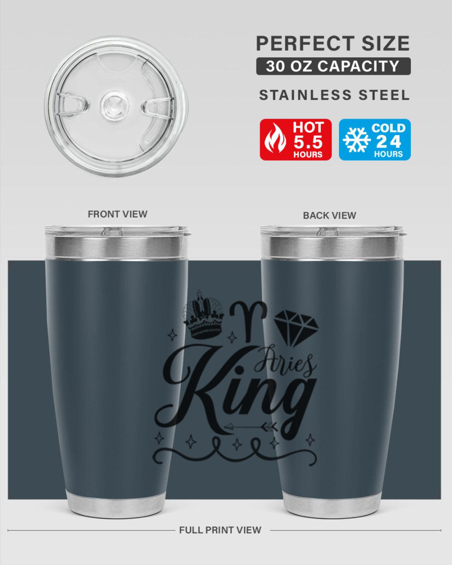 Aries King 111# Tumbler, a stylish 20oz stainless steel drinkware with a copper lining, perfect for hot and cold beverages.