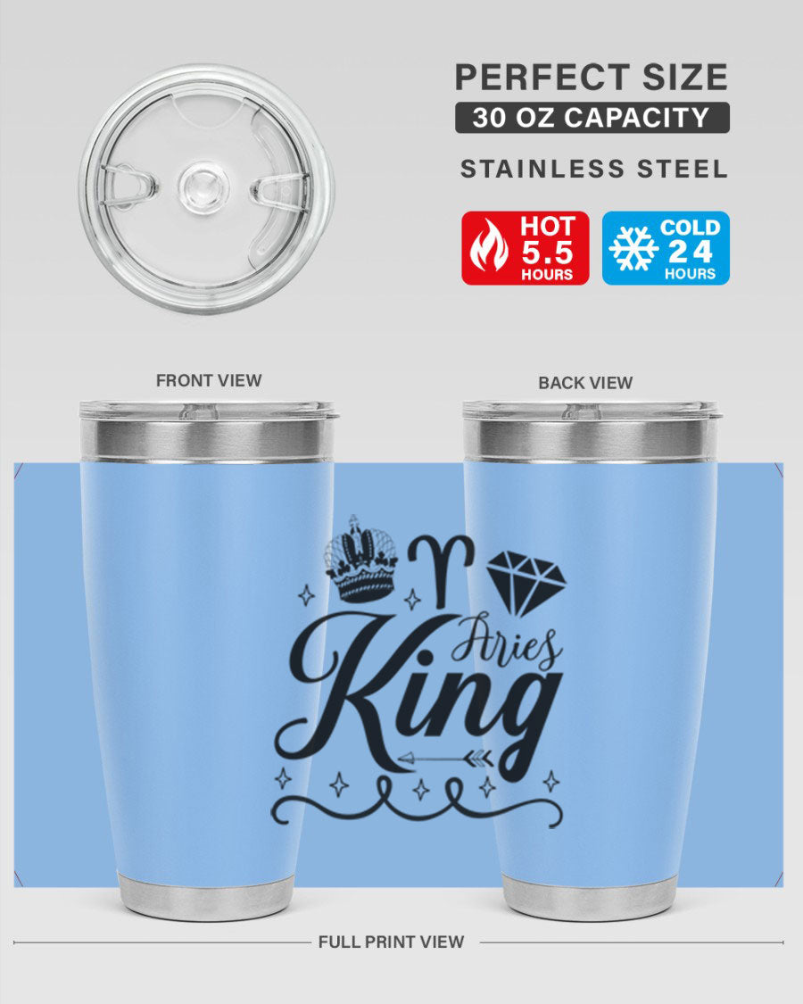 Aries King 111# Tumbler, a stylish 20oz stainless steel drinkware with a copper lining, perfect for hot and cold beverages.