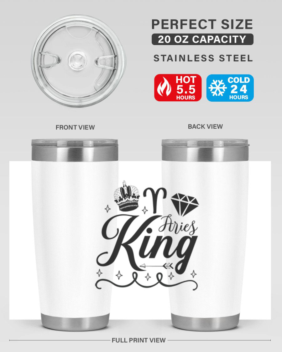 Aries King 111# Tumbler, a stylish 20oz stainless steel drinkware with a copper lining, perfect for hot and cold beverages.