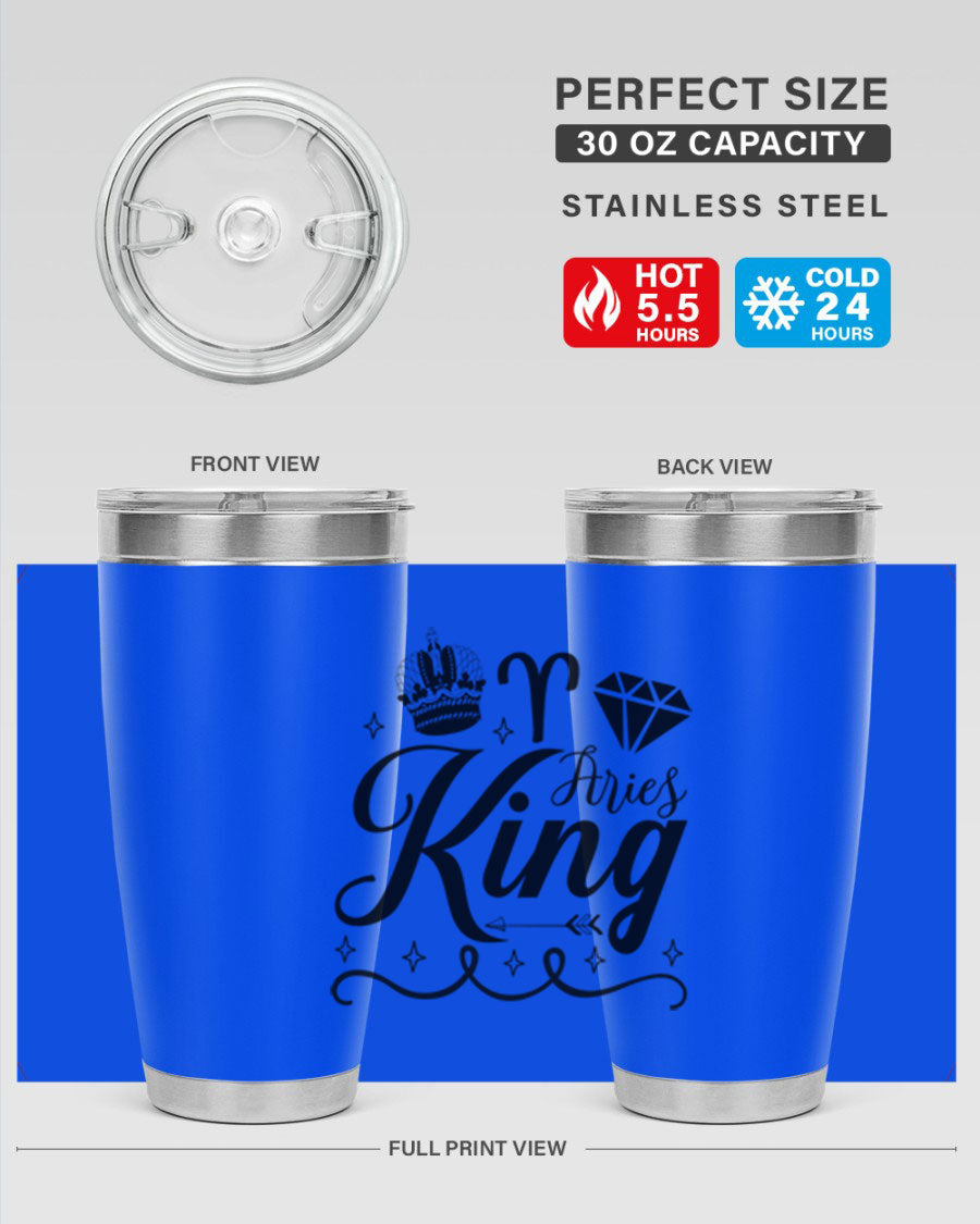 Aries King 111# Tumbler, a stylish 20oz stainless steel drinkware with a copper lining, perfect for hot and cold beverages.
