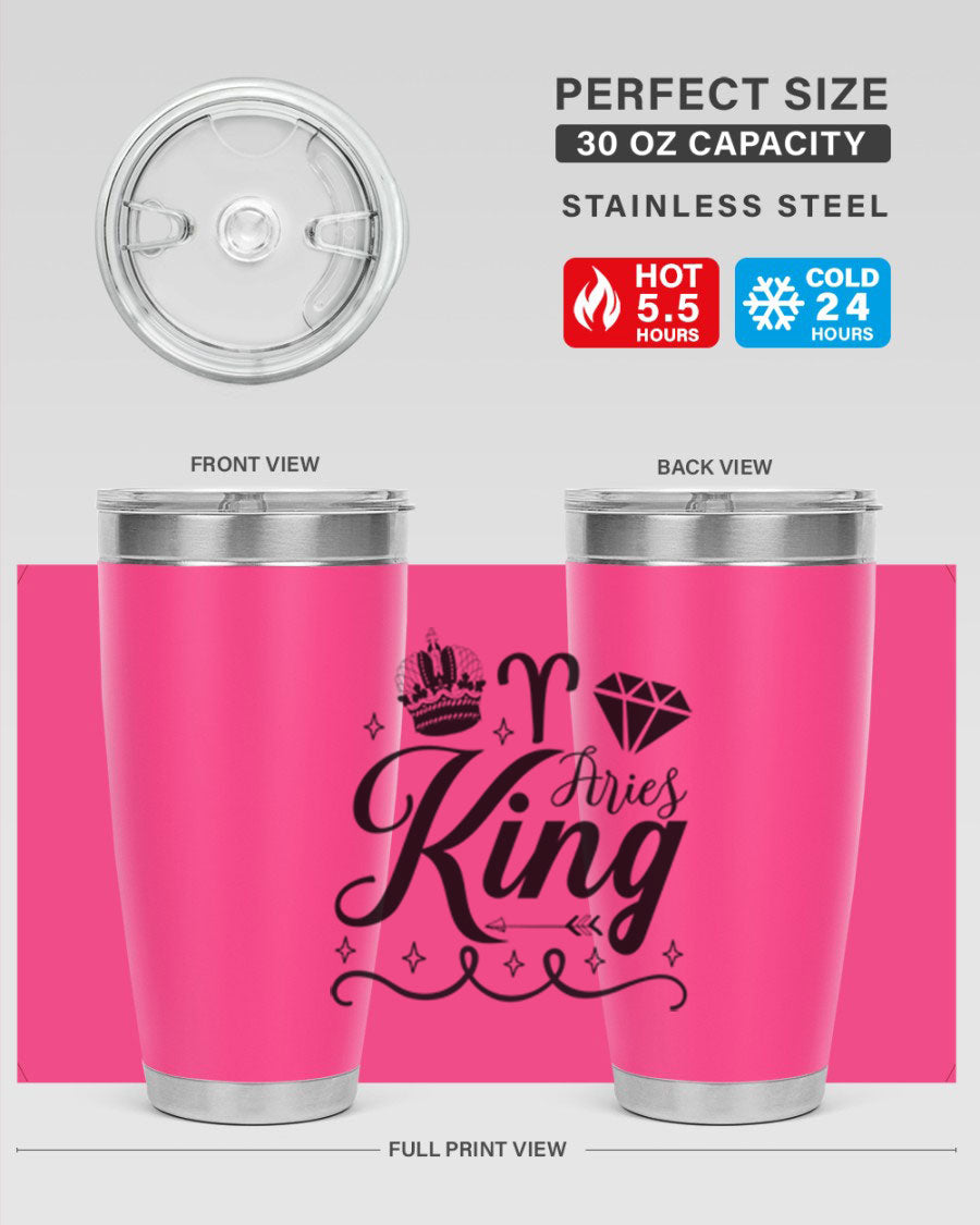 Aries King 111# Tumbler, a stylish 20oz stainless steel drinkware with a copper lining, perfect for hot and cold beverages.