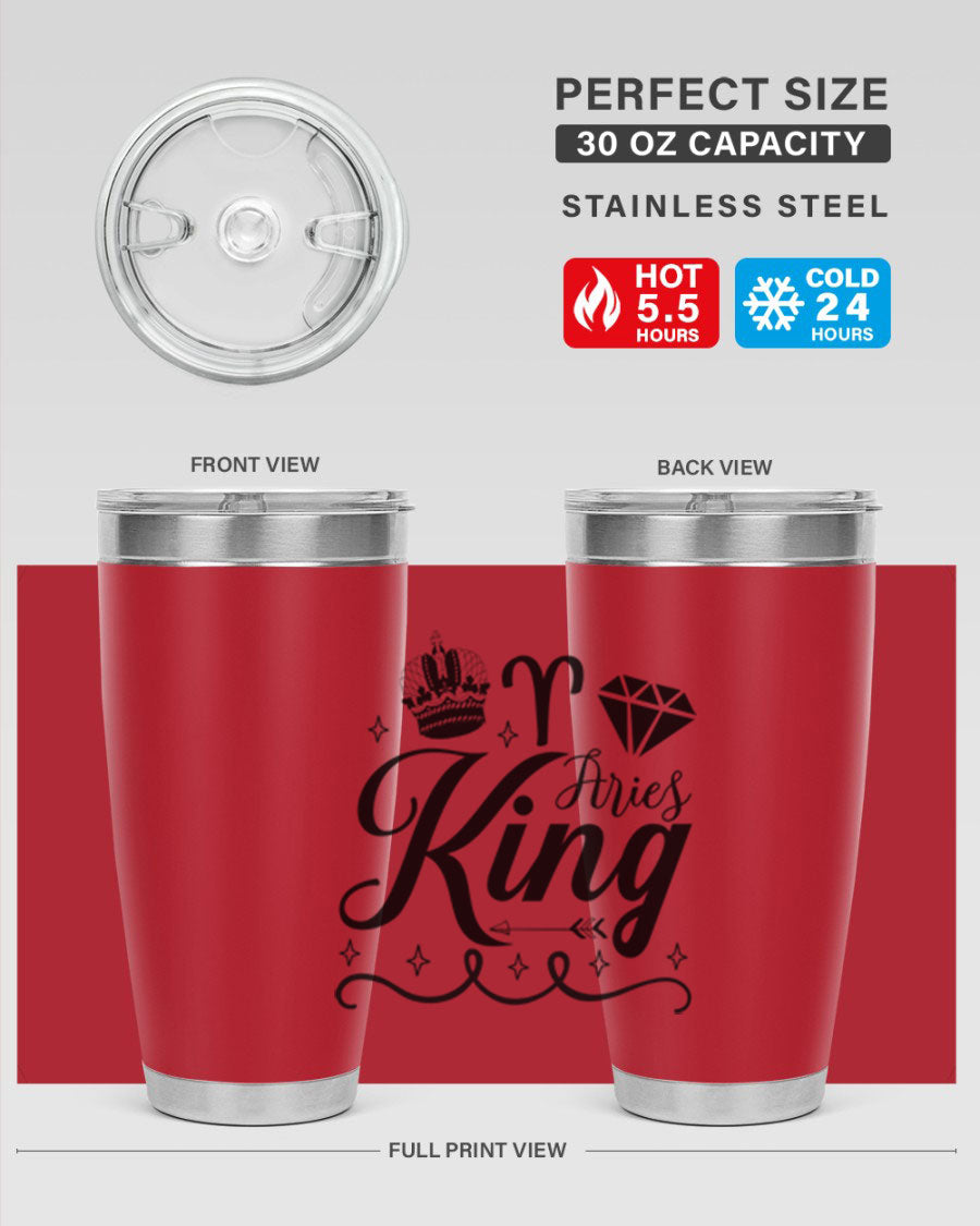 Aries King 111# Tumbler, a stylish 20oz stainless steel drinkware with a copper lining, perfect for hot and cold beverages.