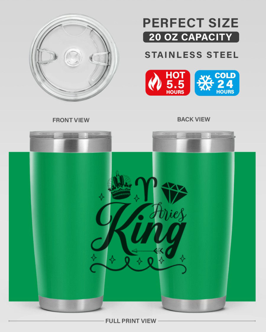 Aries King 111# Tumbler, a stylish 20oz stainless steel drinkware with a copper lining, perfect for hot and cold beverages.