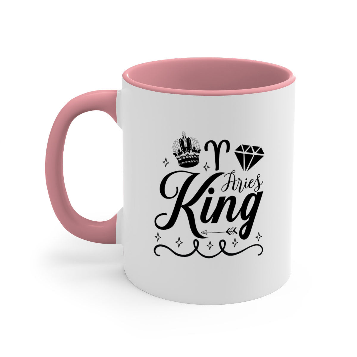 Aries king 111# Mug featuring a two-tone design with a colored handle and glossy finish, available in multiple colors.