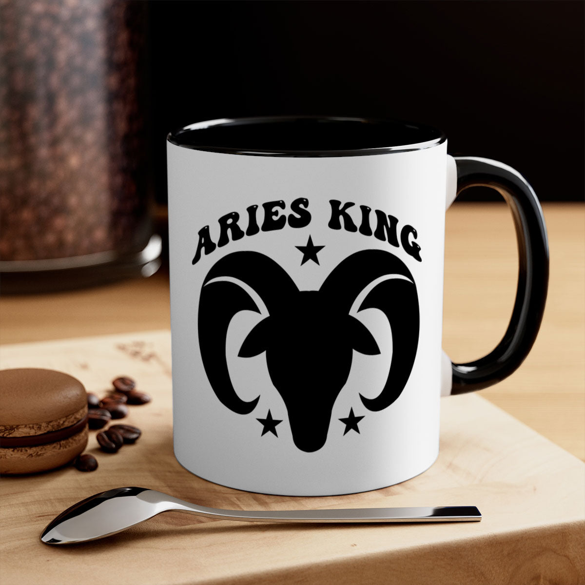 Aries king 110# Mug featuring a glossy finish, colored handle, and interior, available in five vibrant colors.