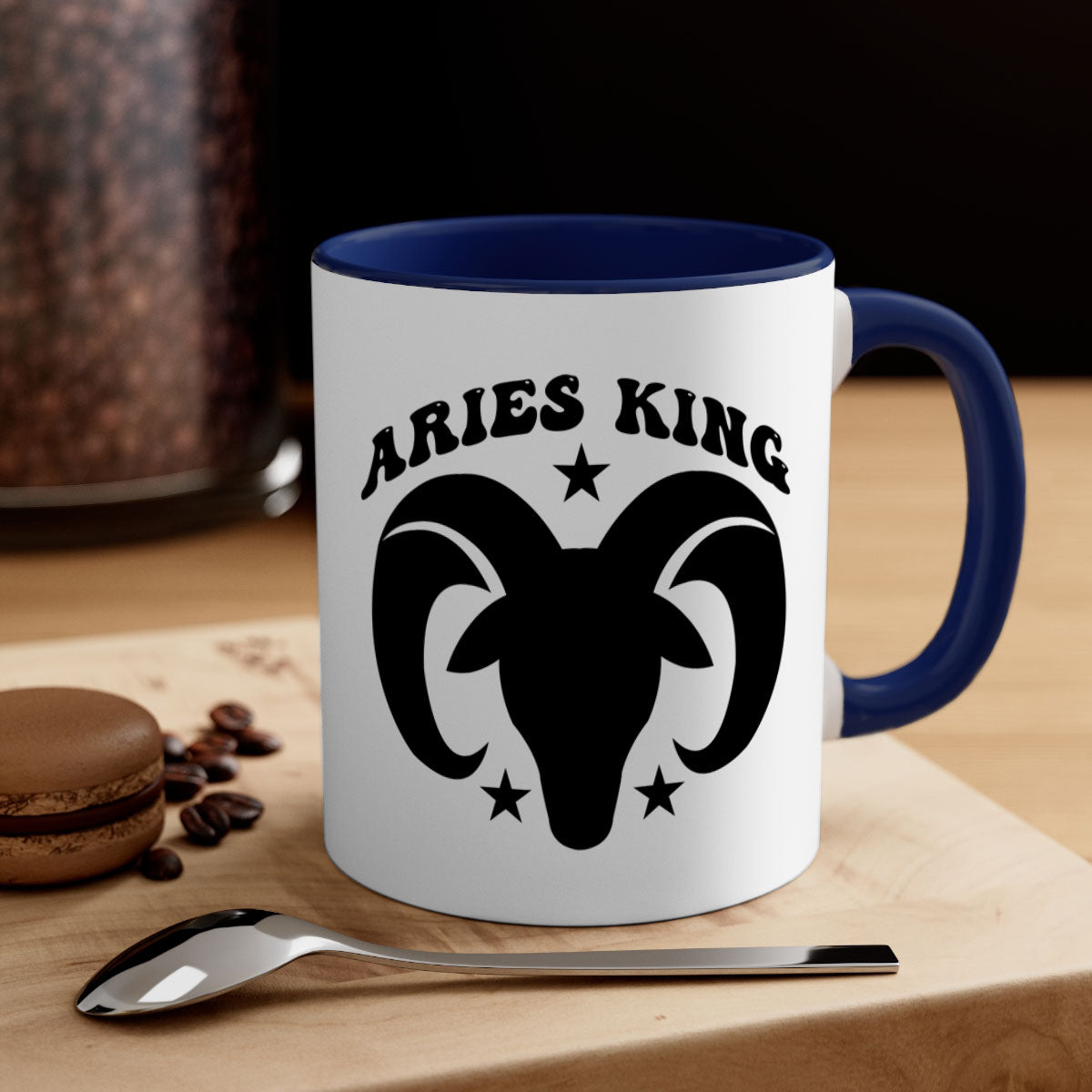 Aries king 110# Mug featuring a glossy finish, colored handle, and interior, available in five vibrant colors.