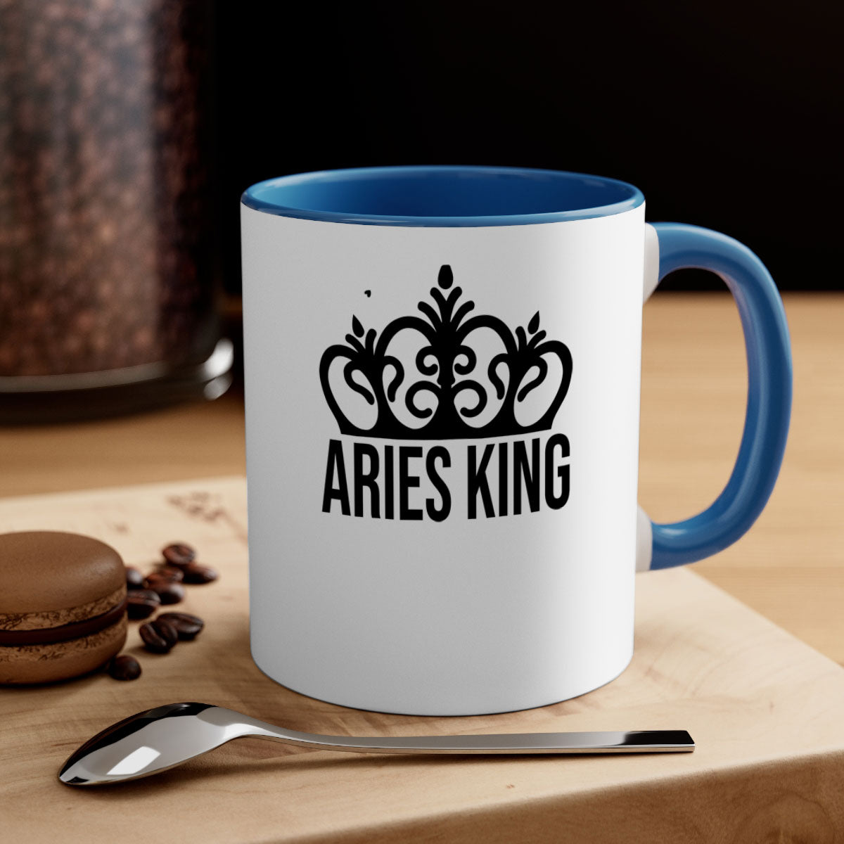 Aries king 107# zodiac mug with a glossy finish and colored handle, available in multiple colors and sizes.