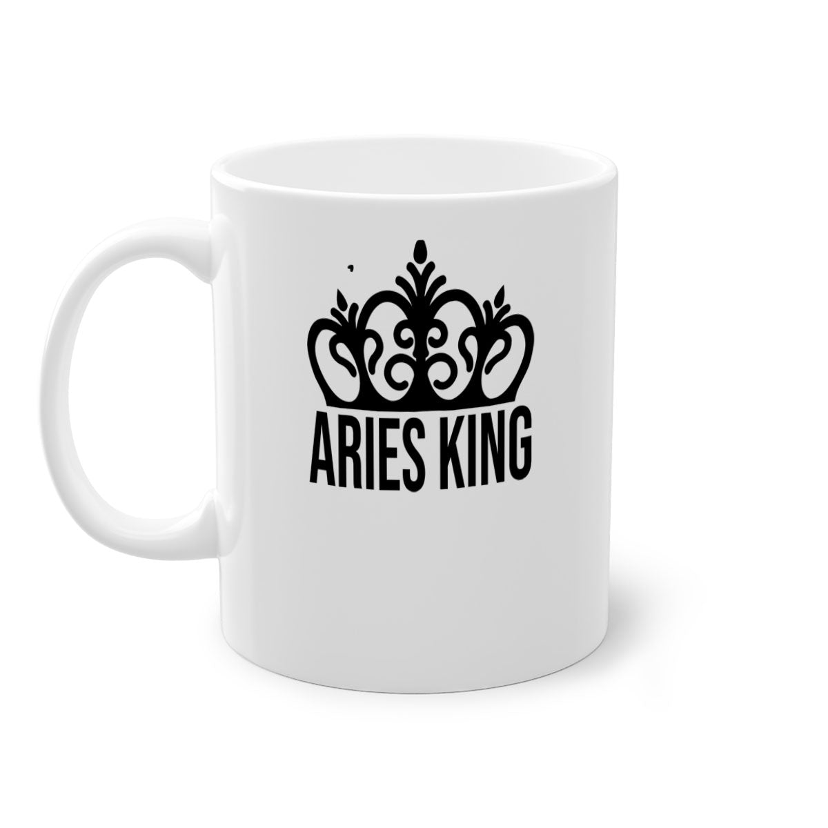 Aries king 107# zodiac mug with a glossy finish and colored handle, available in multiple colors and sizes.