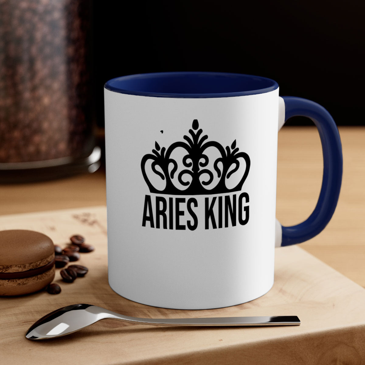 Aries king 107# zodiac mug with a glossy finish and colored handle, available in multiple colors and sizes.
