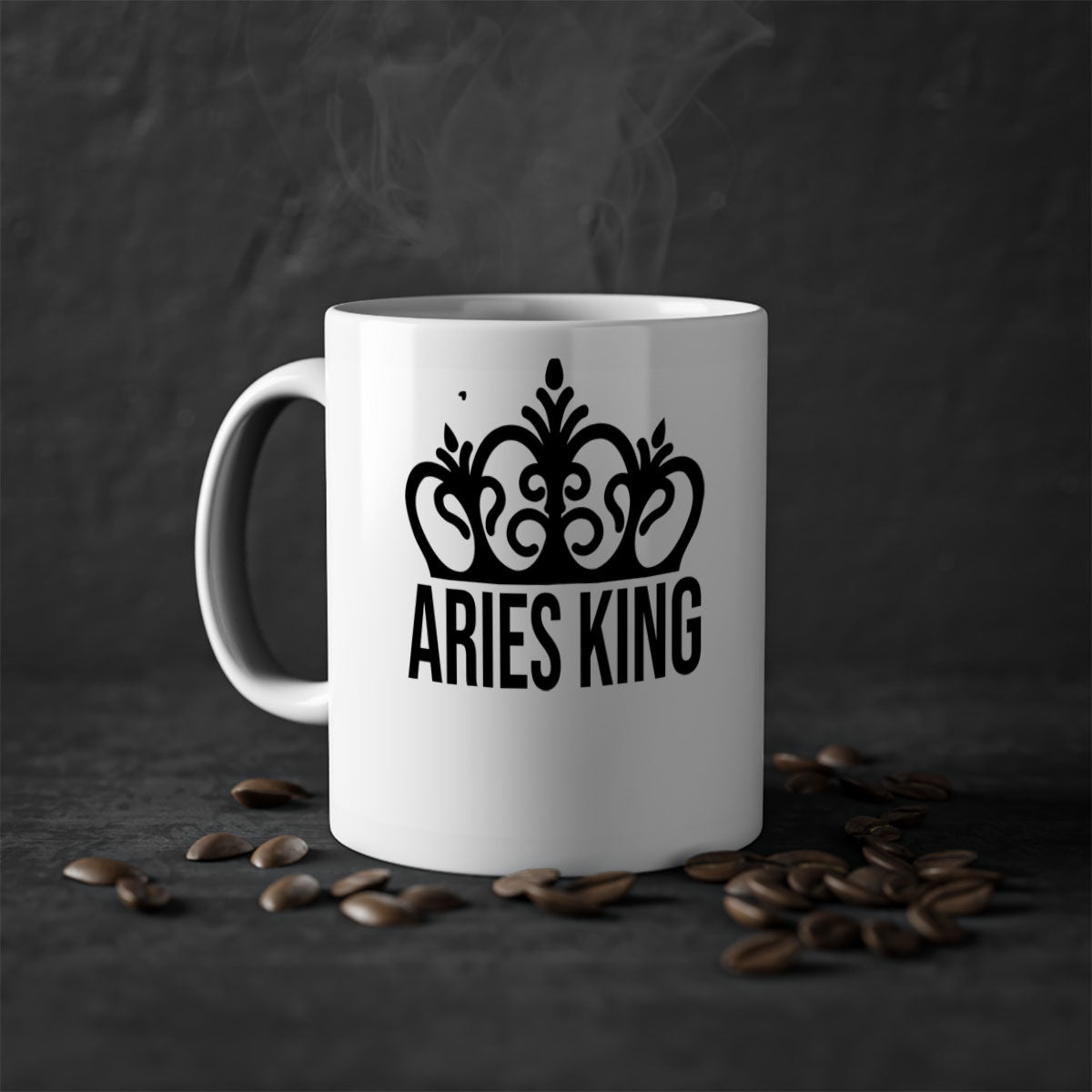 Aries king 107# zodiac mug with a glossy finish and colored handle, available in multiple colors and sizes.