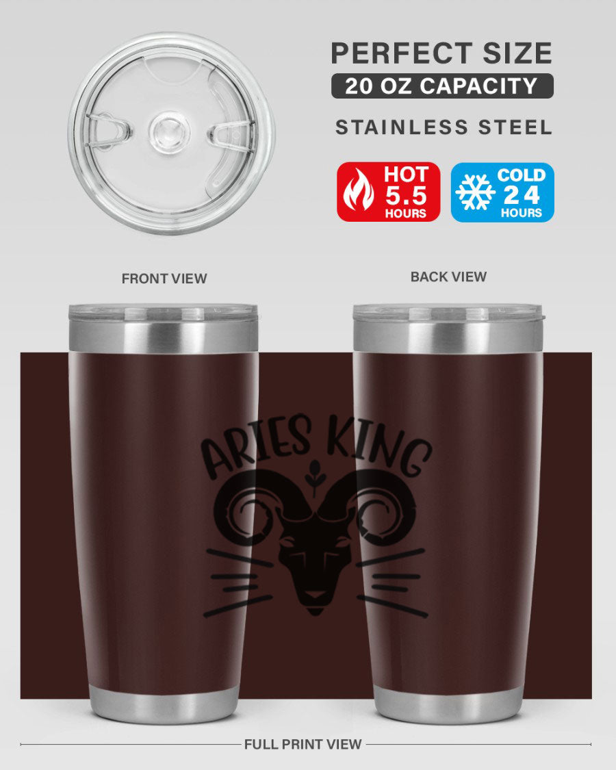 Aries King 109# Tumbler, a stylish 20oz double wall vacuum stainless steel tumbler with a copper lining and a drink-thru lid.