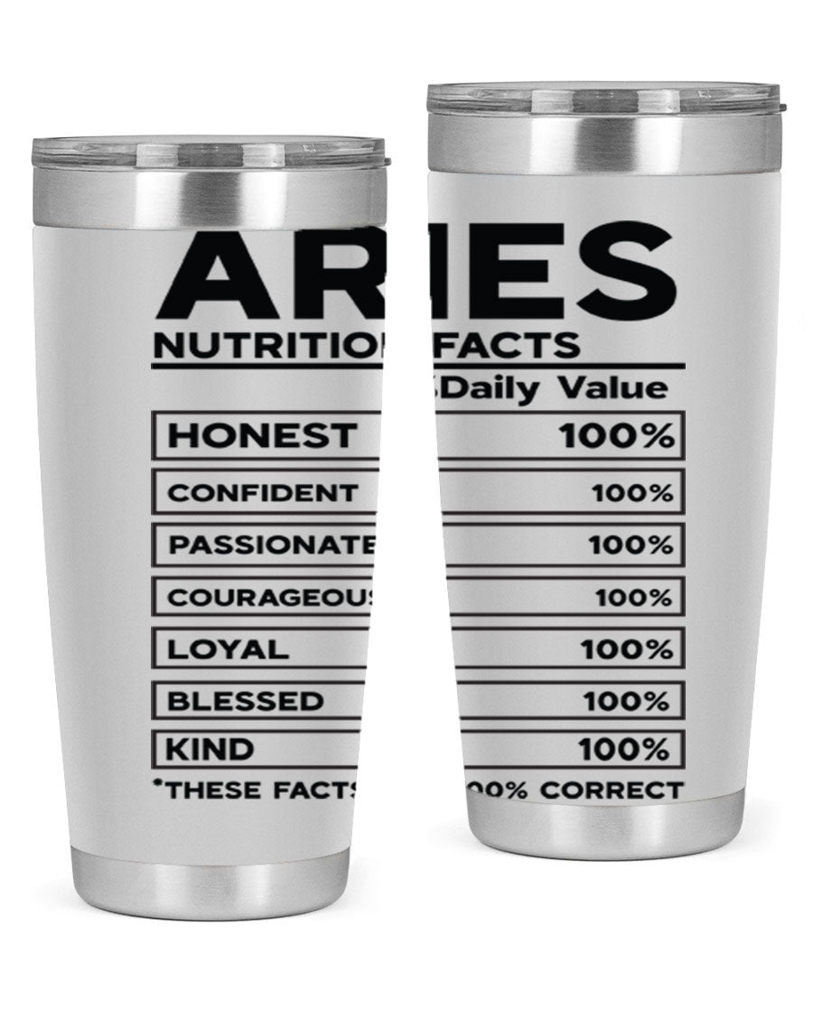 Aries Nutrition Facts 97# Tumbler, a stylish 20oz double wall vacuum stainless steel drinkware with a copper lining.