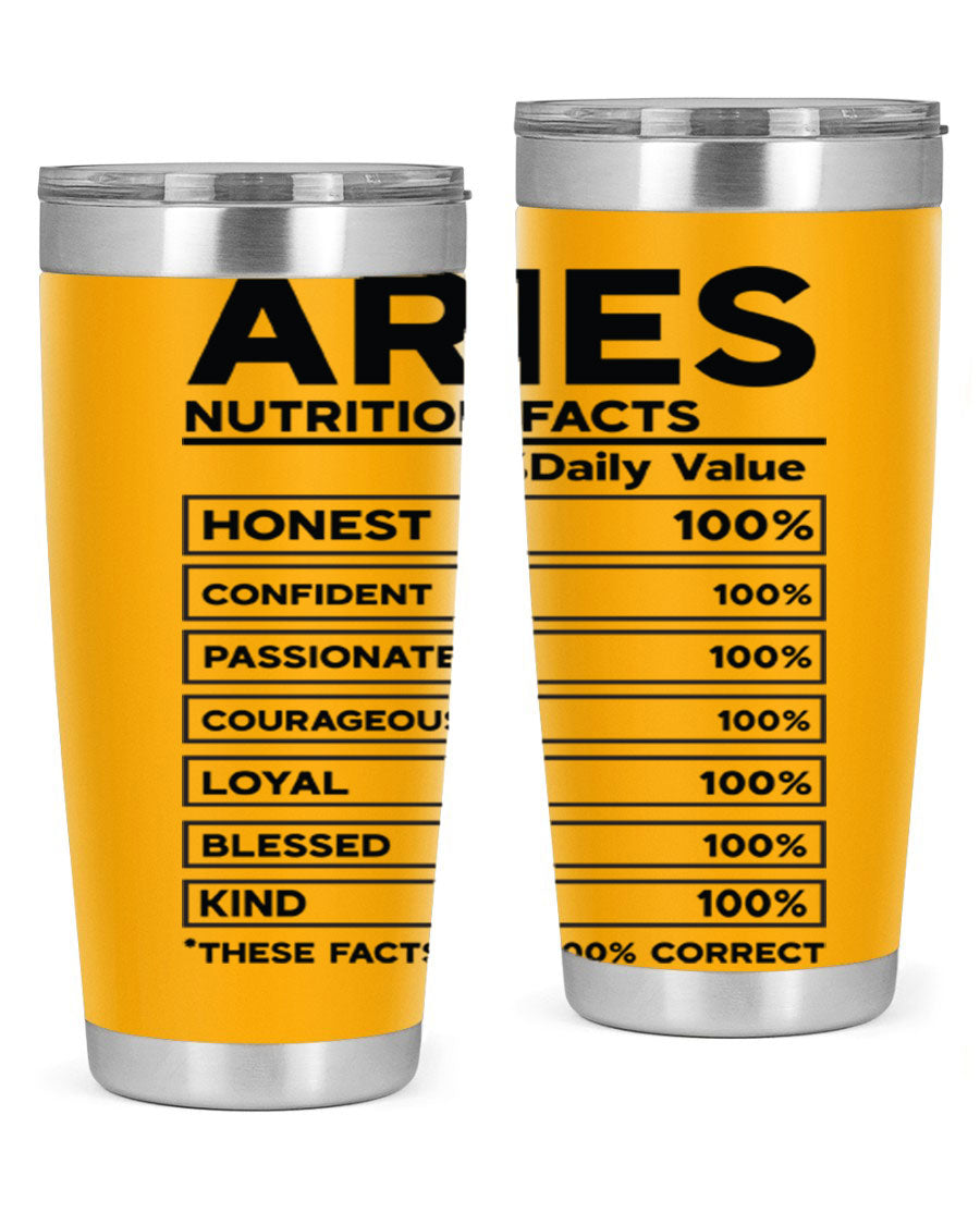 Aries Nutrition Facts 97# Tumbler, a stylish 20oz double wall vacuum stainless steel drinkware with a copper lining.
