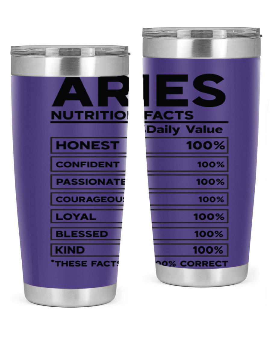 Aries Nutrition Facts 97# Tumbler, a stylish 20oz double wall vacuum stainless steel drinkware with a copper lining.