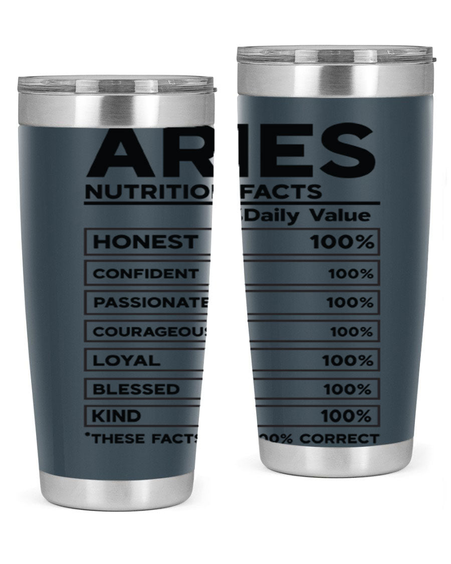 Aries Nutrition Facts 97# Tumbler, a stylish 20oz double wall vacuum stainless steel drinkware with a copper lining.