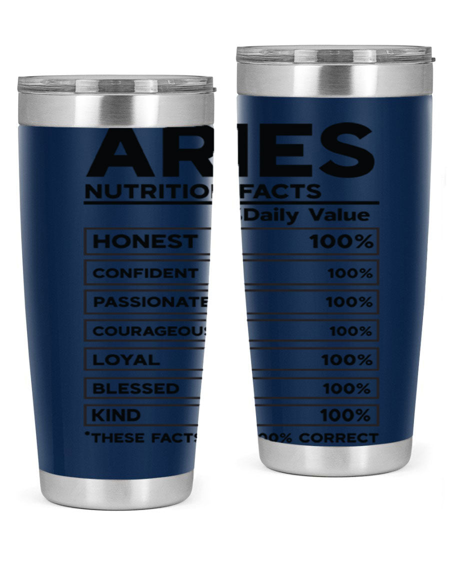 Aries Nutrition Facts 97# Tumbler, a stylish 20oz double wall vacuum stainless steel drinkware with a copper lining.