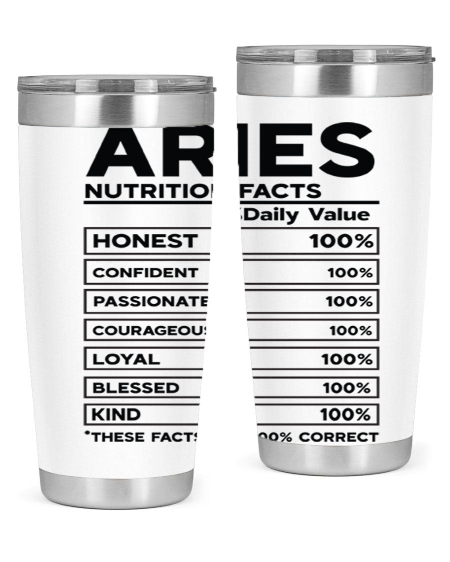 Aries Nutrition Facts 97# Tumbler, a stylish 20oz double wall vacuum stainless steel drinkware with a copper lining.