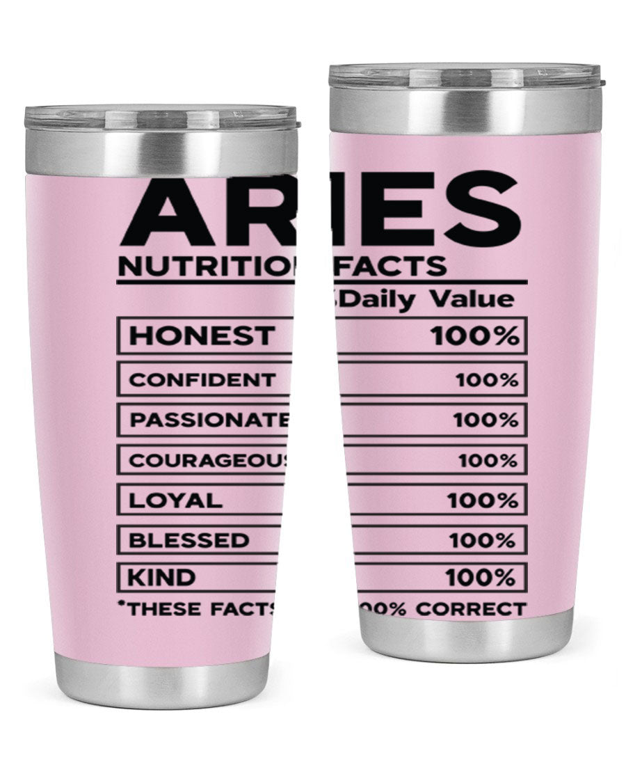 Aries Nutrition Facts 97# Tumbler, a stylish 20oz double wall vacuum stainless steel drinkware with a copper lining.