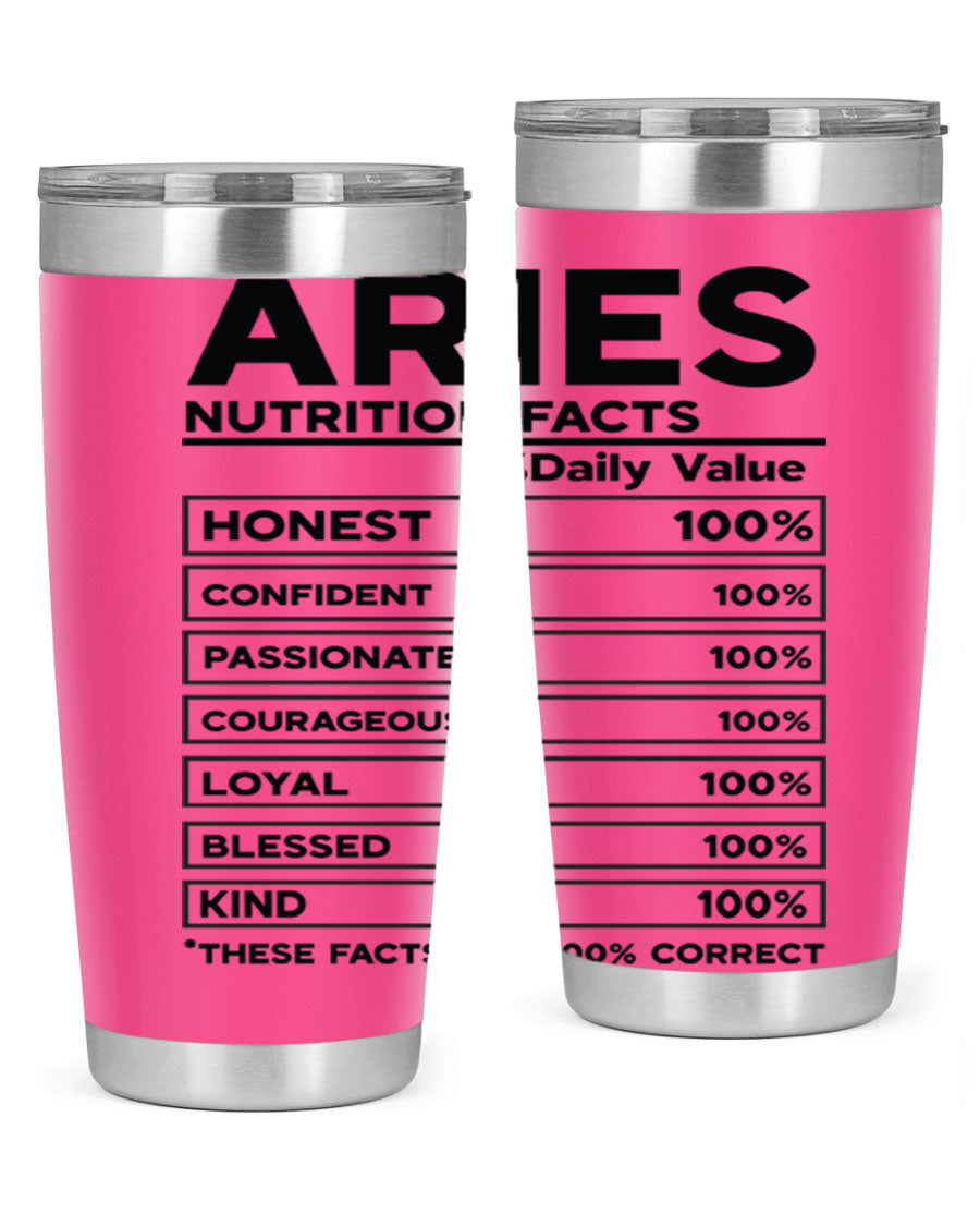 Aries Nutrition Facts 97# Tumbler, a stylish 20oz double wall vacuum stainless steel drinkware with a copper lining.