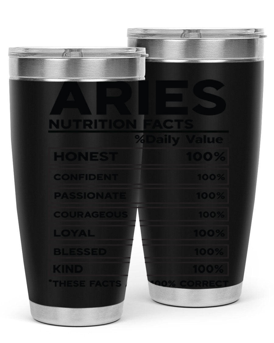 Aries Nutrition Facts 97# Tumbler, a stylish 20oz double wall vacuum stainless steel drinkware with a copper lining.