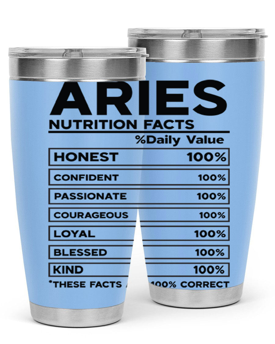 Aries Nutrition Facts 97# Tumbler, a stylish 20oz double wall vacuum stainless steel drinkware with a copper lining.