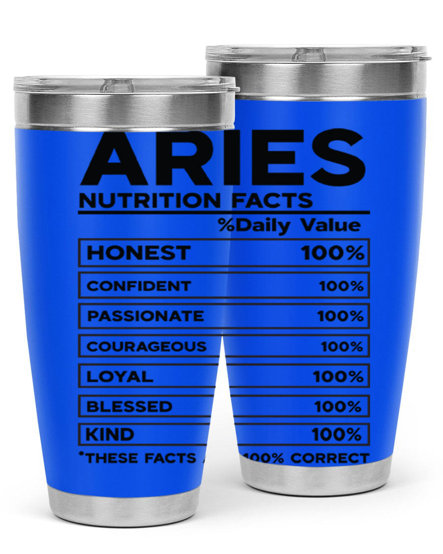 Aries Nutrition Facts 97# Tumbler, a stylish 20oz double wall vacuum stainless steel drinkware with a copper lining.