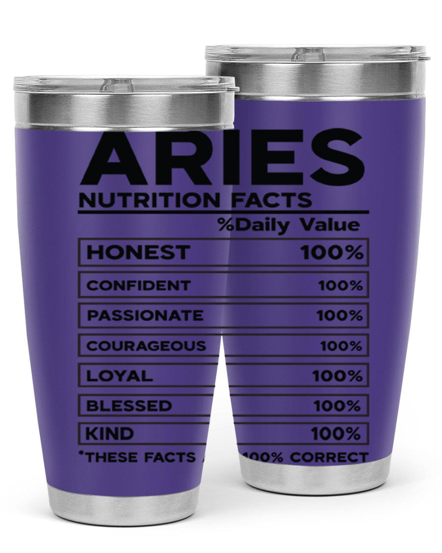 Aries Nutrition Facts 97# Tumbler, a stylish 20oz double wall vacuum stainless steel drinkware with a copper lining.