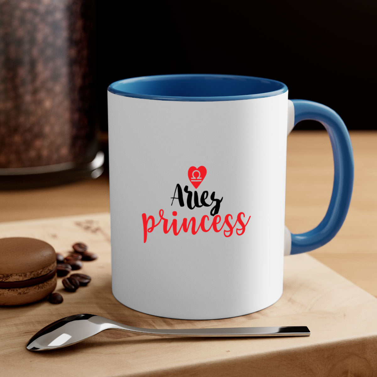 Aries princess 98# Mug with a glossy finish, featuring a colored handle and interior, available in five vibrant colors.