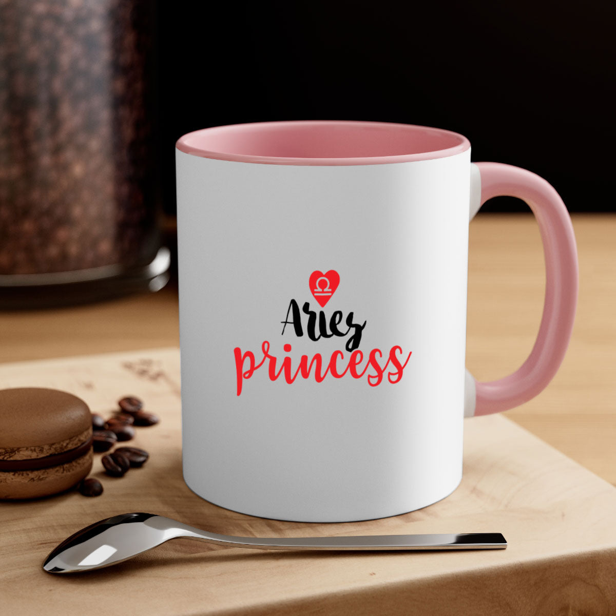 Aries princess 98# Mug with a glossy finish, featuring a colored handle and interior, available in five vibrant colors.